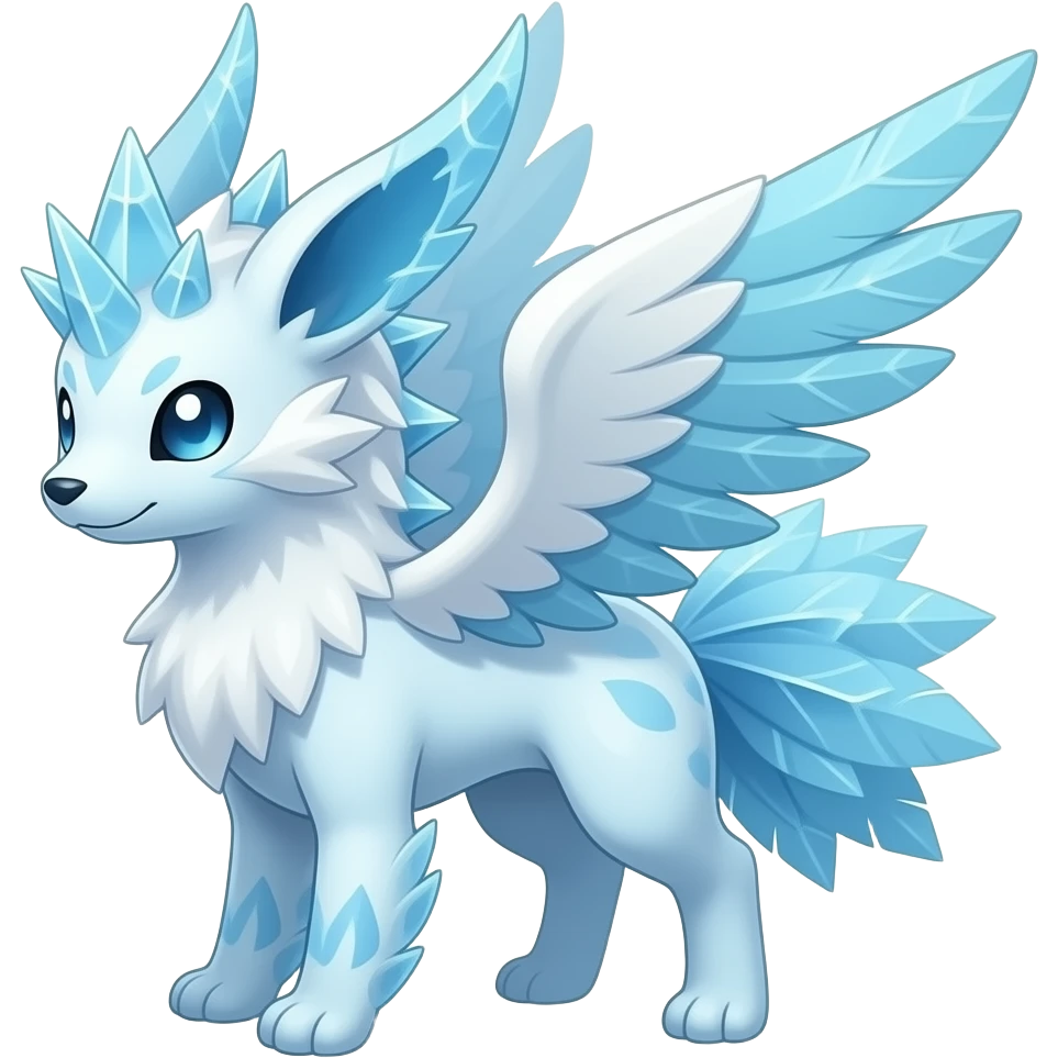 elemental icy floral ethereal glacial Axew-Rufflet-Brionne-Pokémon-Fakémon-hybrid-creature emoji