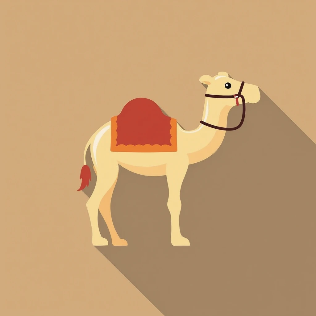 Flat design style camel emoji