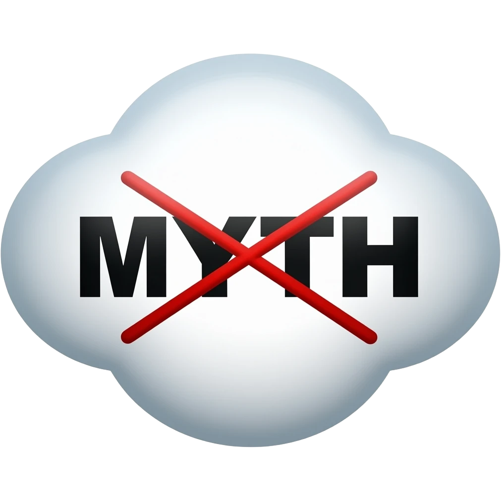 A thought bubble with a word МИФ written in it and crossed with the red line emoji