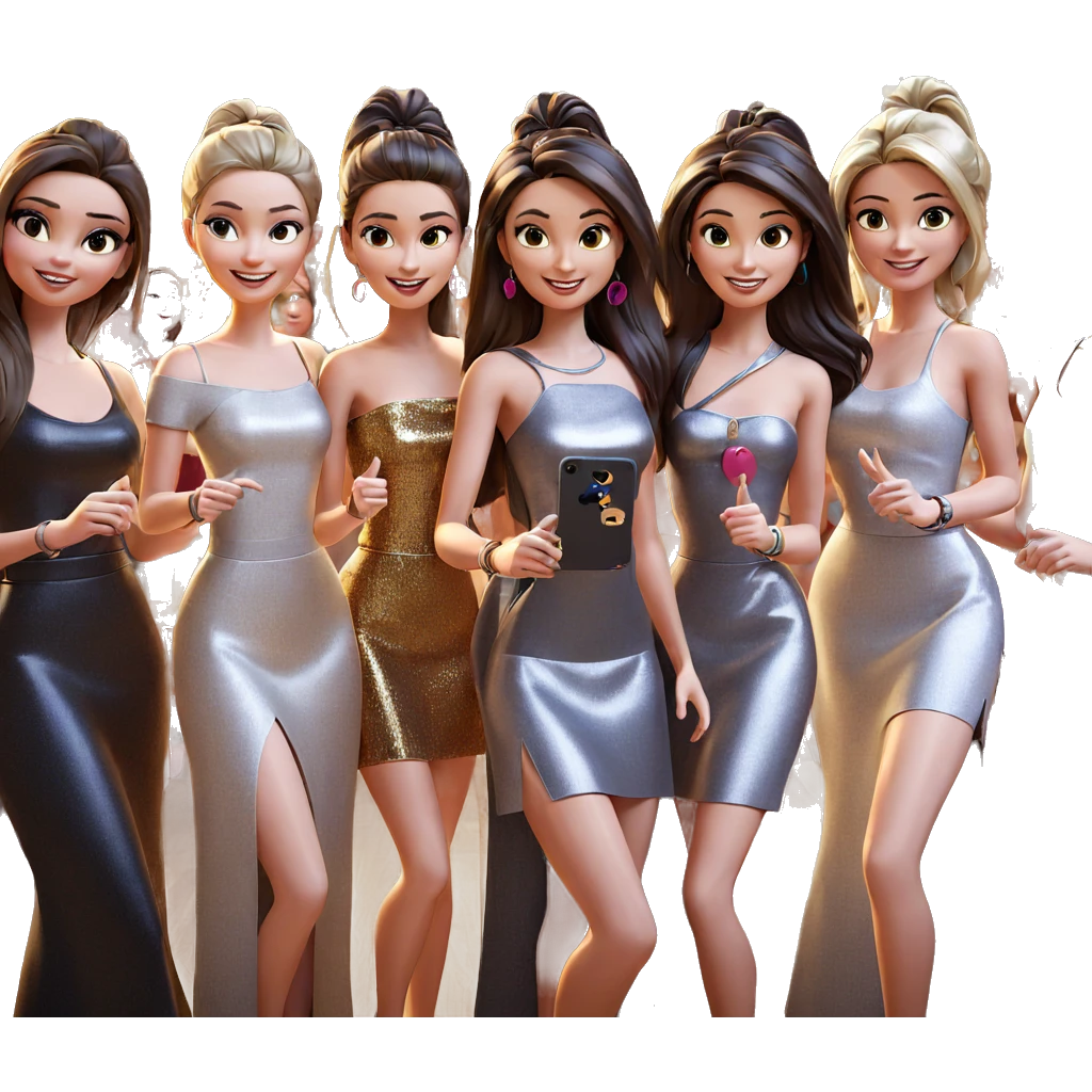 group of smiling girls indoors emoji