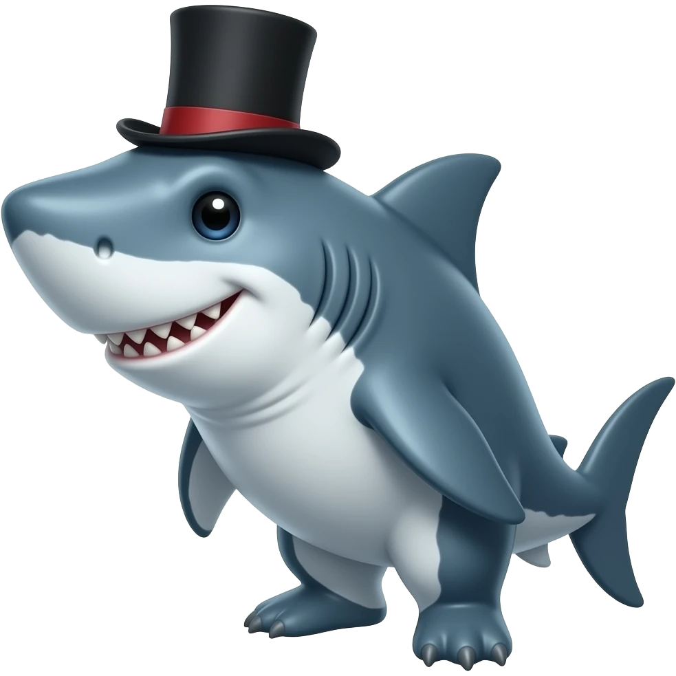 Shark with a top hat emoji