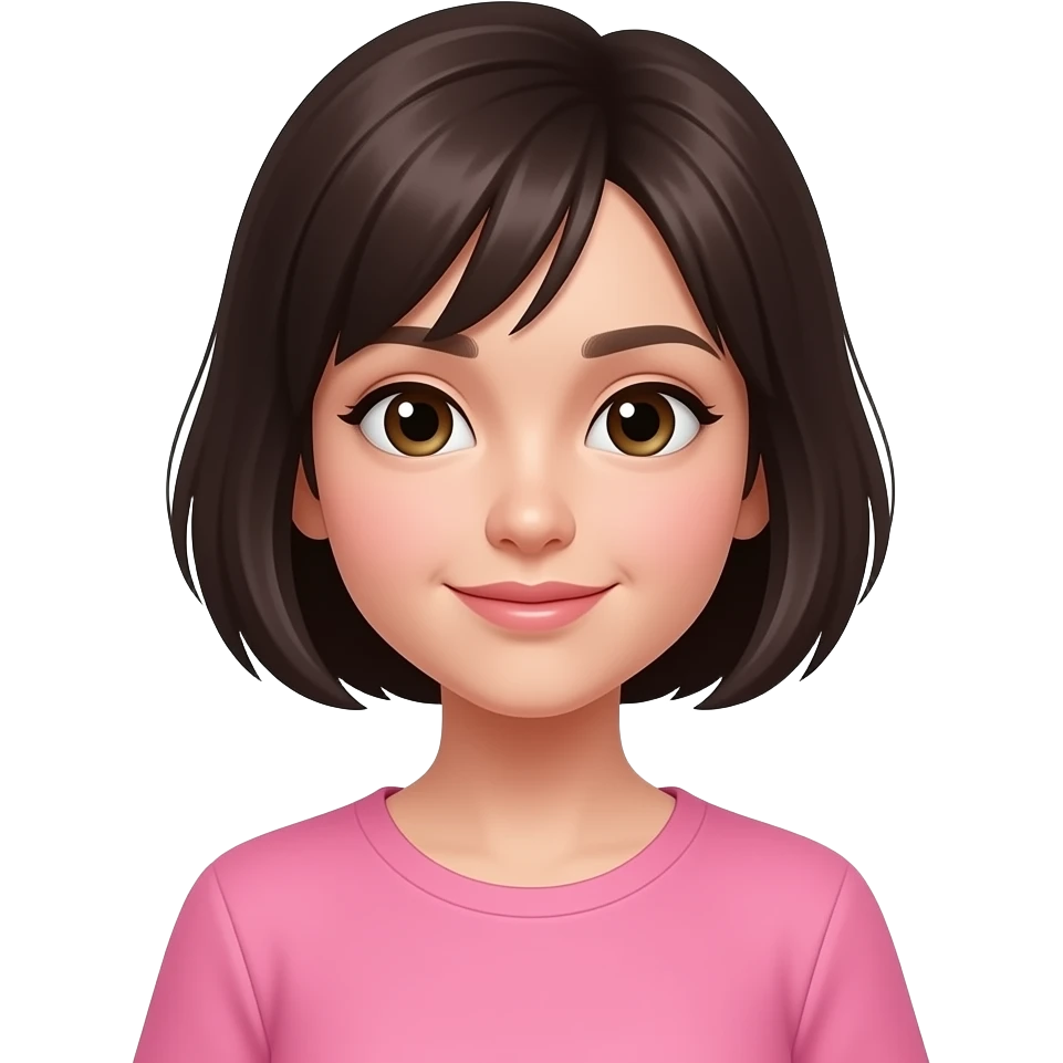 chica con ropa rosa, de cabello oscuro y corto emoji