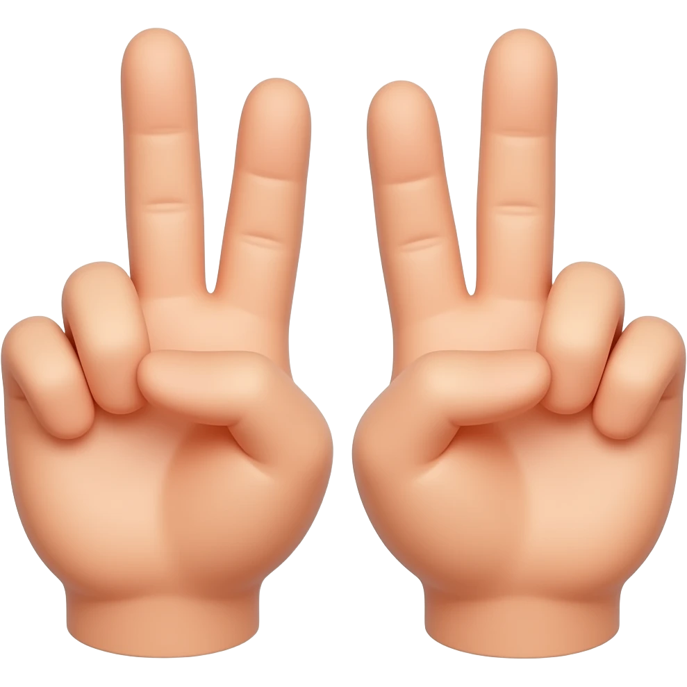 a cute playful pose, both hands showing three fingers emoji
