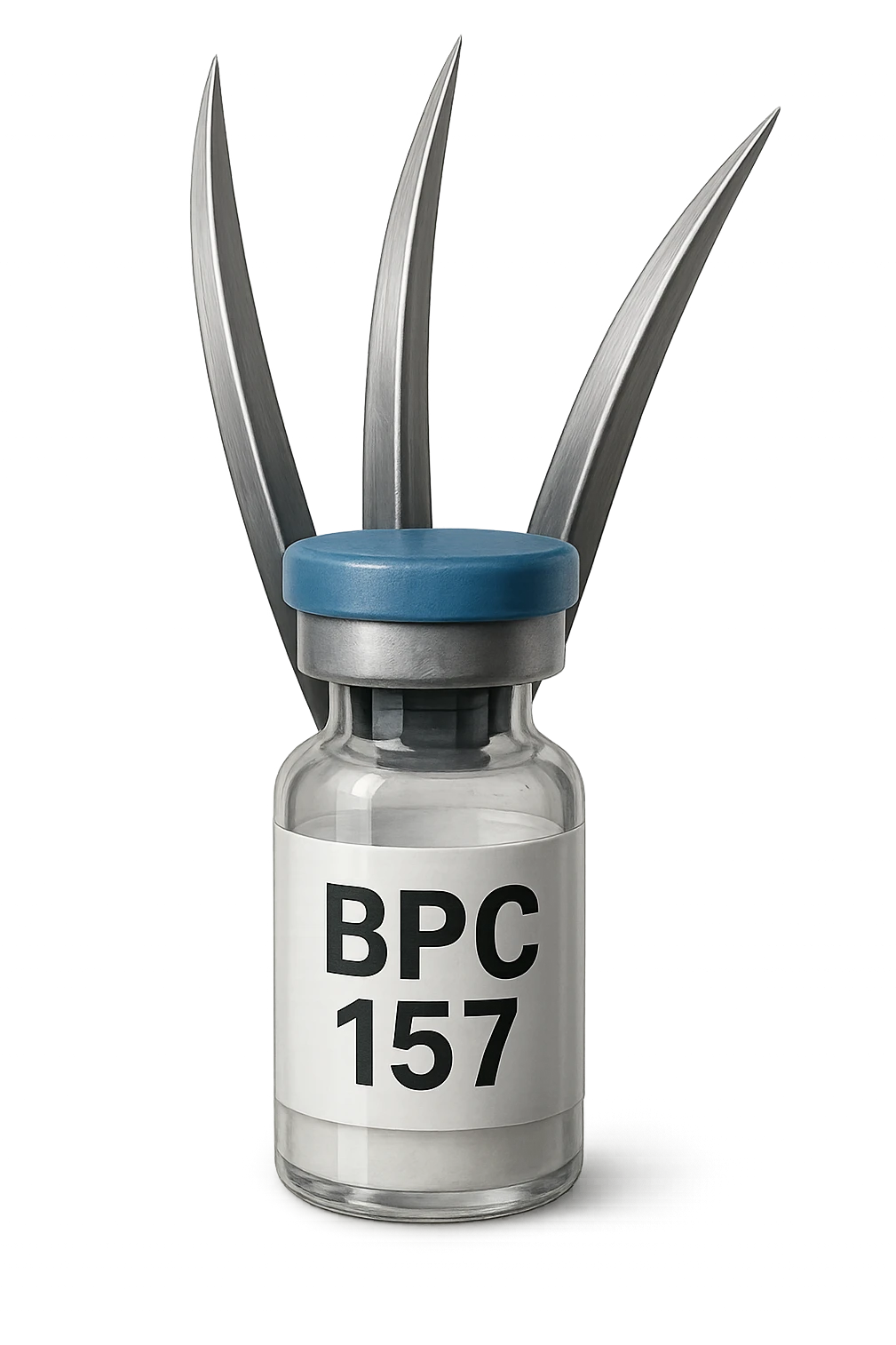  fiala medica con la scritta "BPC 157" SULL'ETICHETTA E GLI ARTIGLI DI WOLVERINE CHE SPUNTANO DA DIETRO emoji