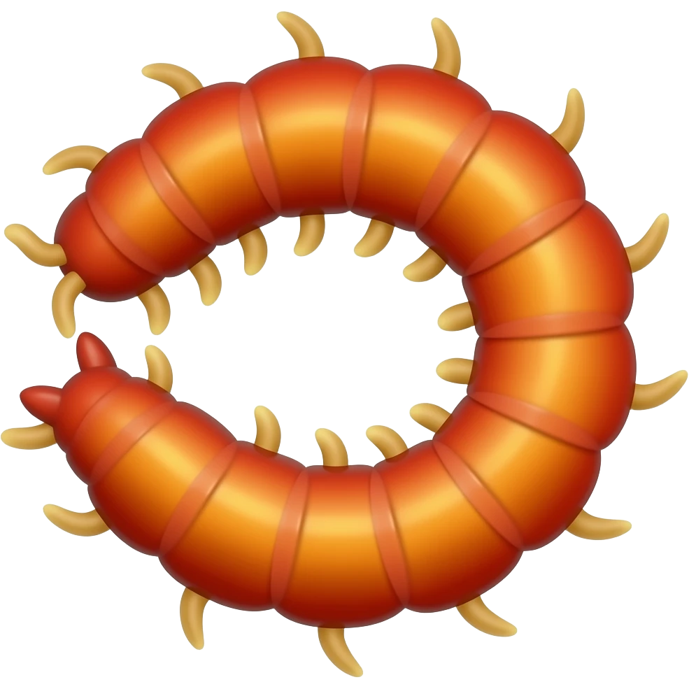 cienpies amarillo con rojo emoji