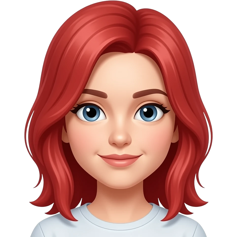 Uma menina branca, com cabelo médio vermelho sem ser ruivocacheado emoji