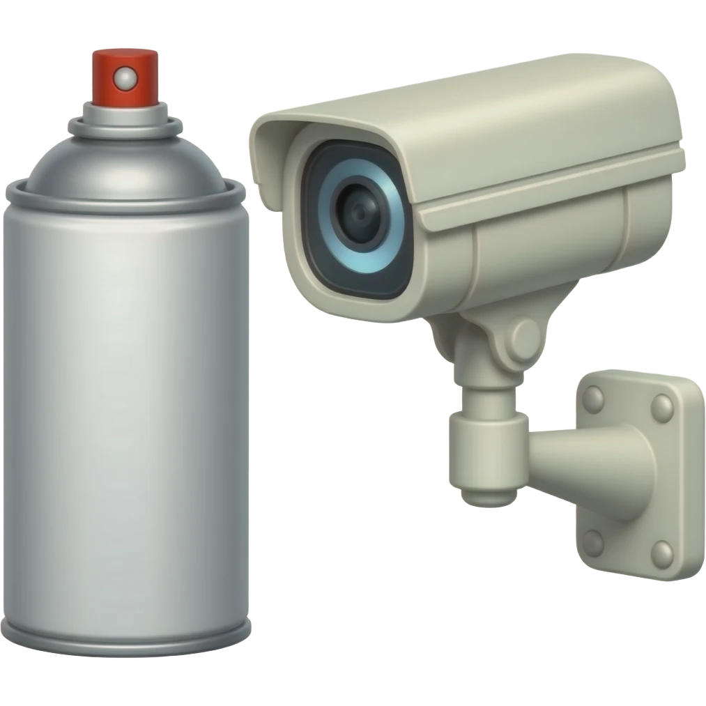 Spray paint and a cctv camera emoji