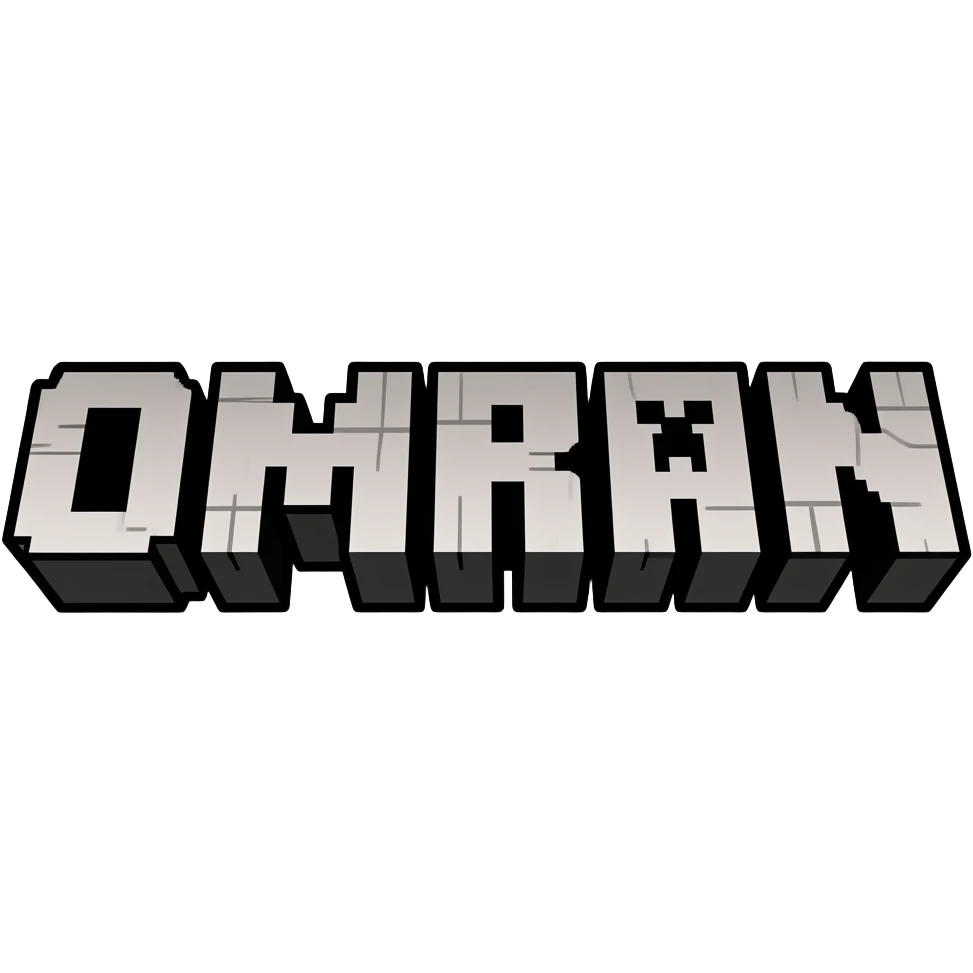 The name OMRAN is written in Minecraft emoji