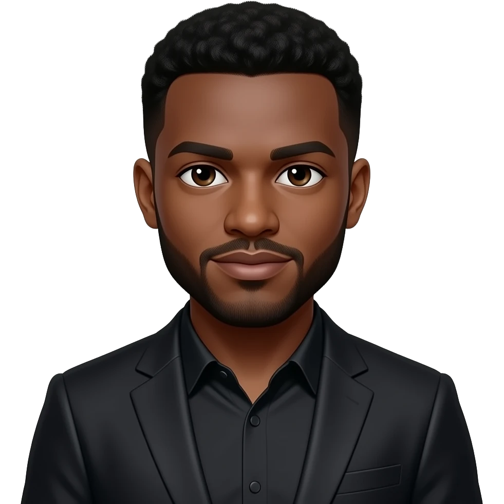 Fait un homme noir  dans un ensemble de la marquenaza noire emoji