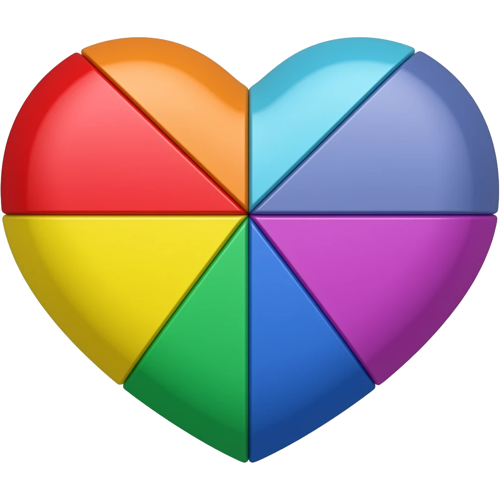 Progress heart red, orange, yellow, green, blue, violet, white, pink, light blue, brown, black emoji
