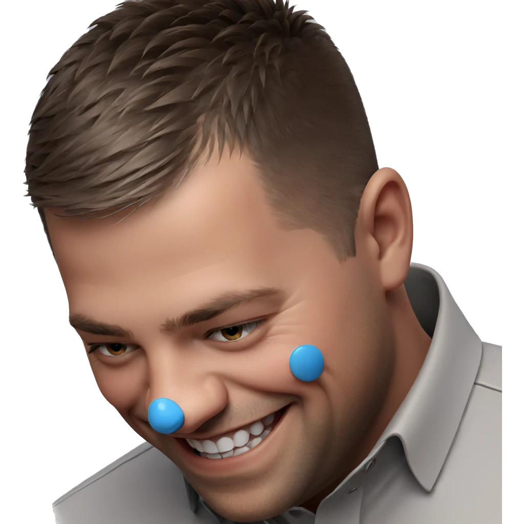 happy boy portrait with grin emoji