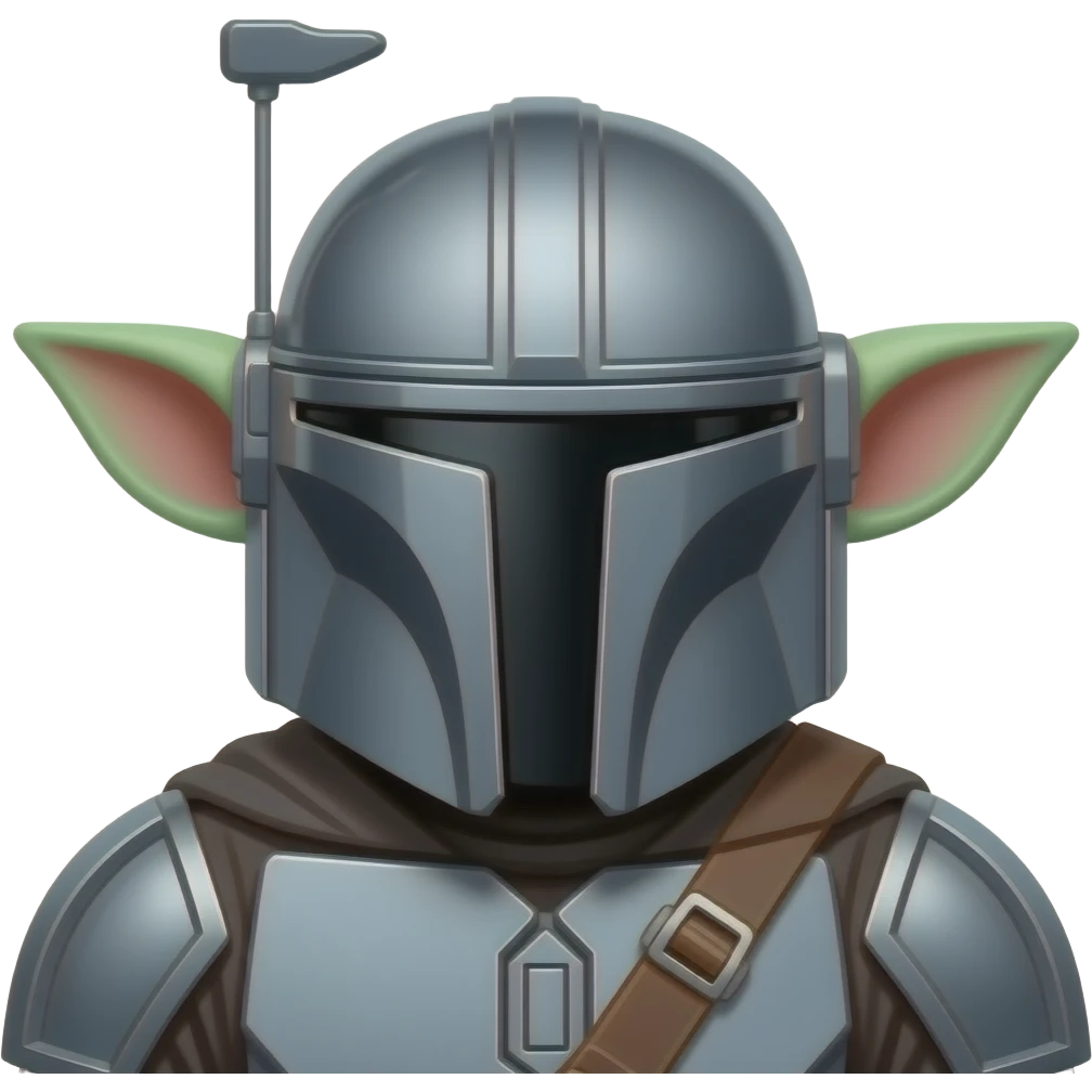 Grogu withMandalorian helmet on emoji
