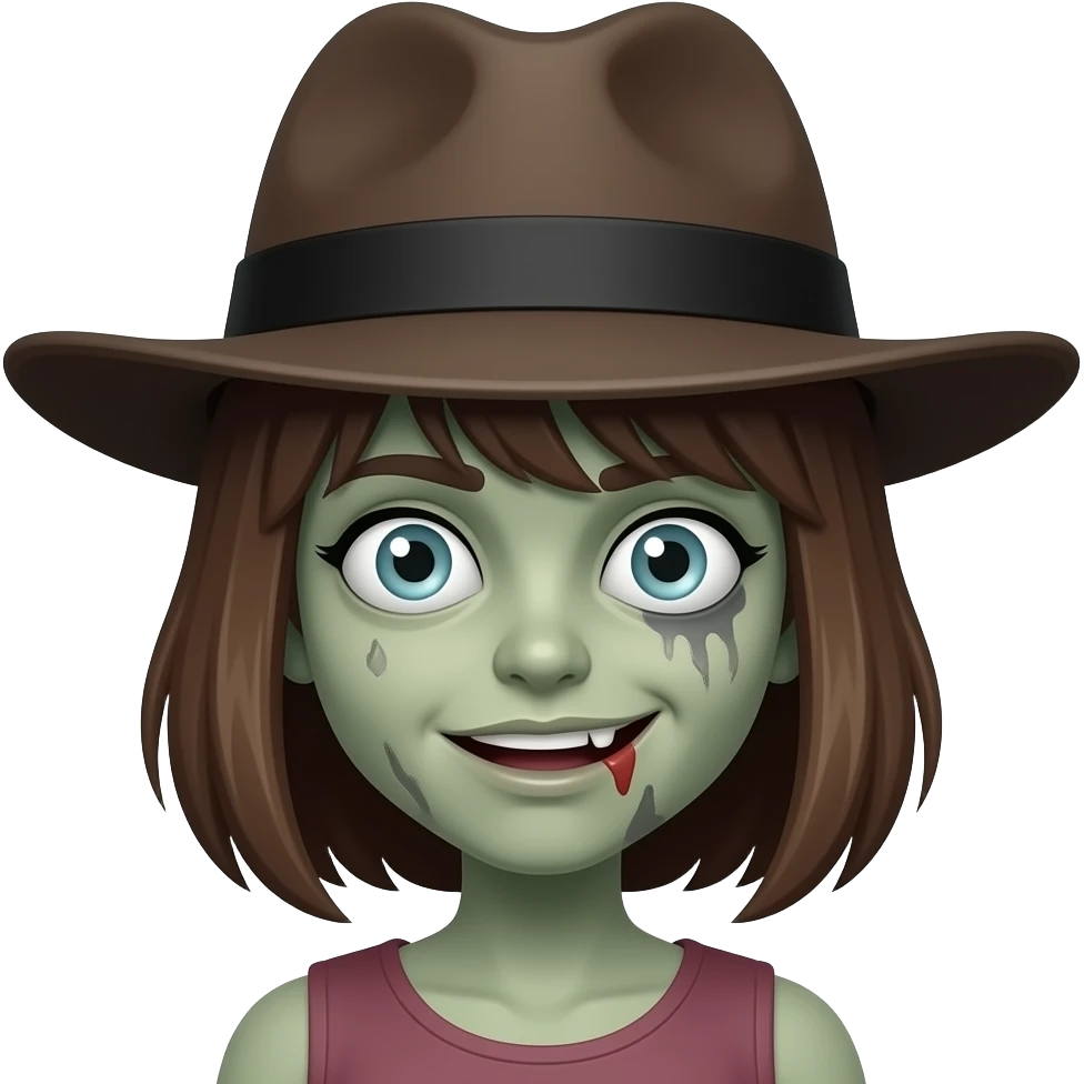 girl zoombie with hat emoji