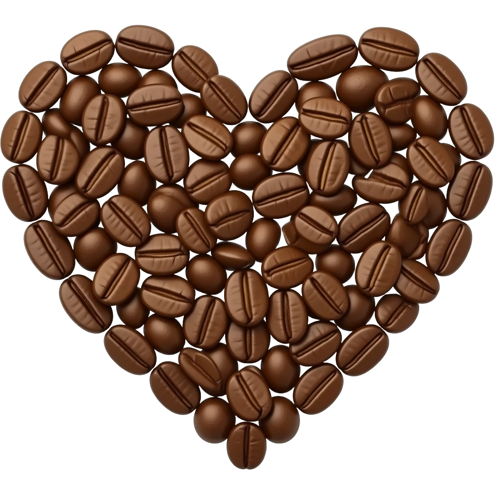 Granos de café en forma de corazon emoji