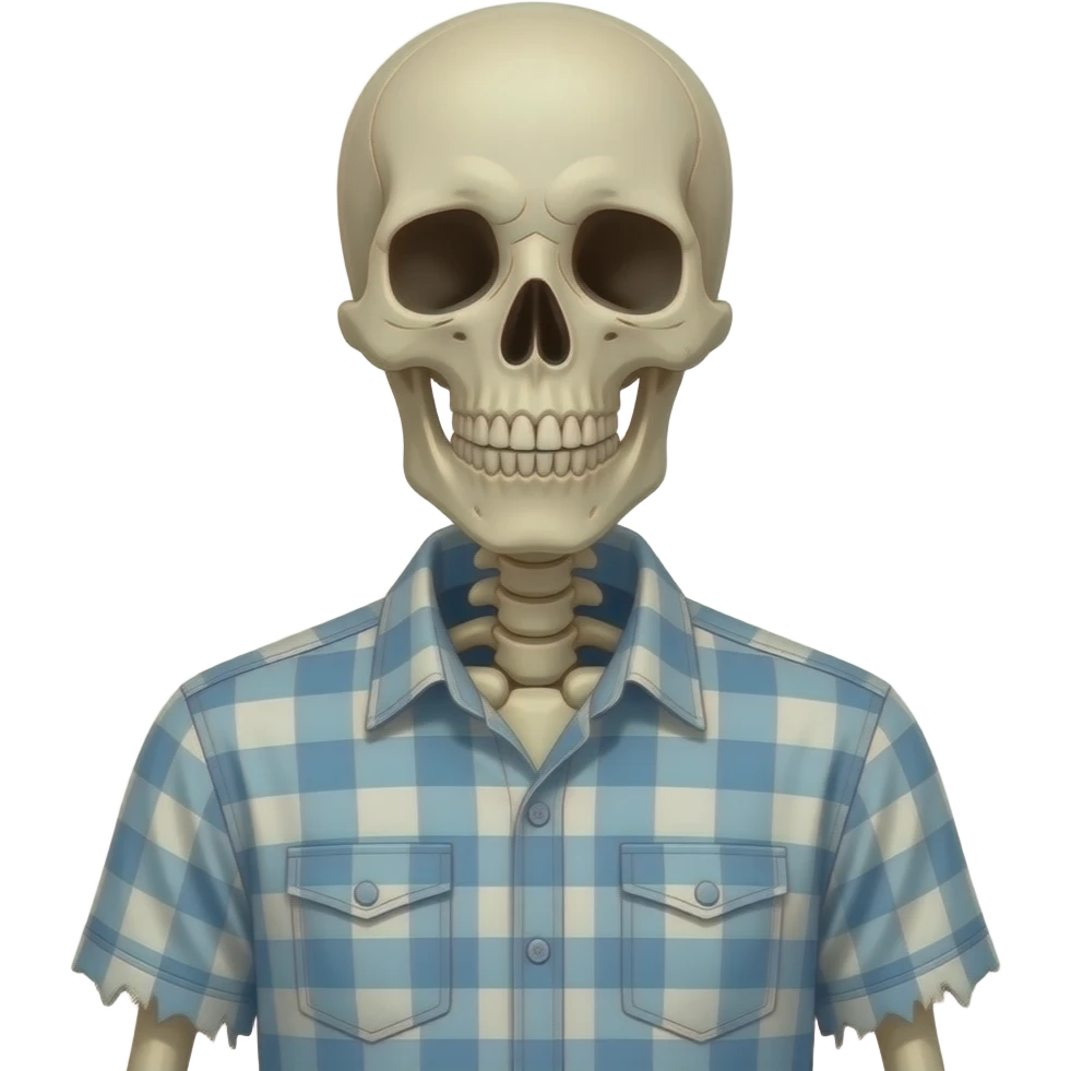 Jack, the skeleton wearing messy shirt and Eww emoji