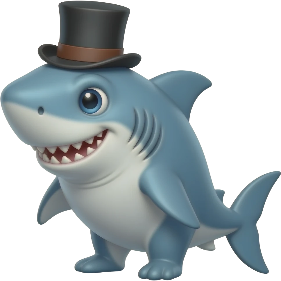 Shark with a top hat emoji