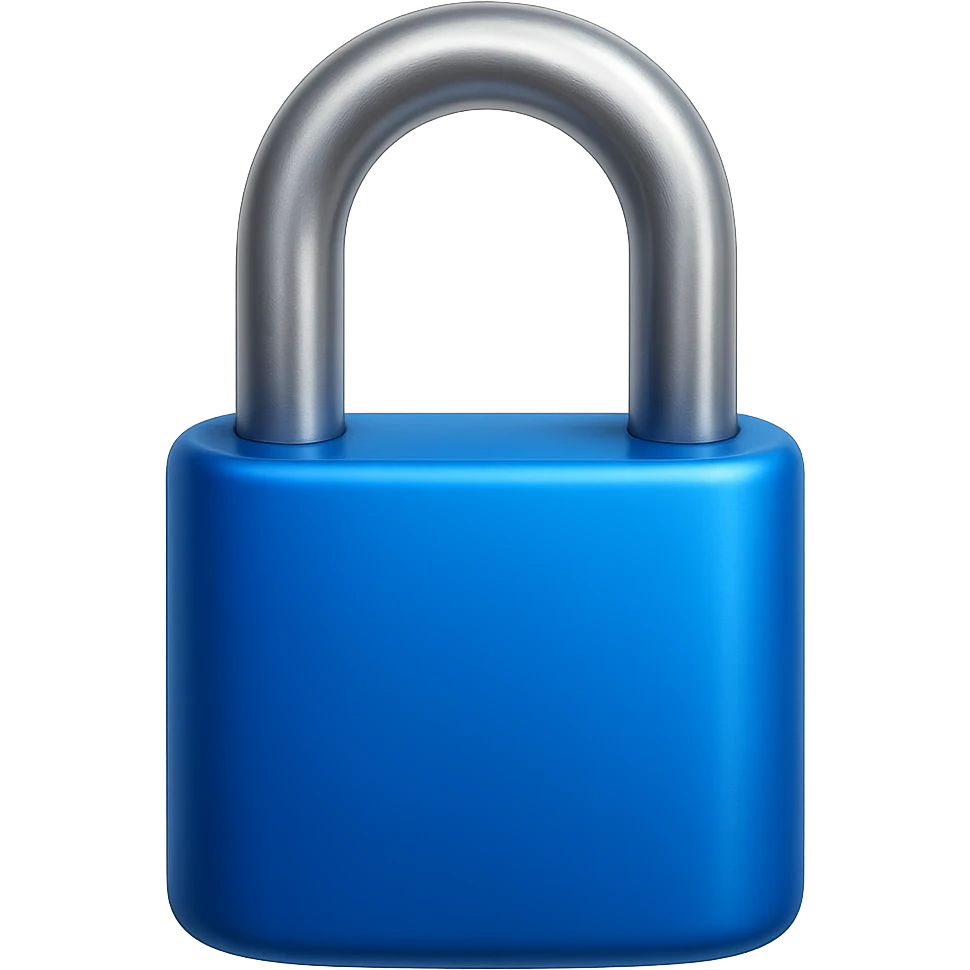 emoji stile iphone di un lucchetto azzurro, iperrealistico 4k emoji