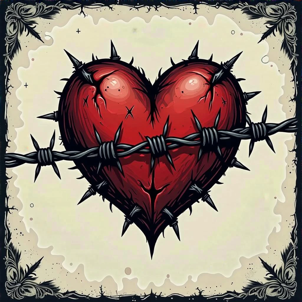 gothic heart with barbed wire emoji