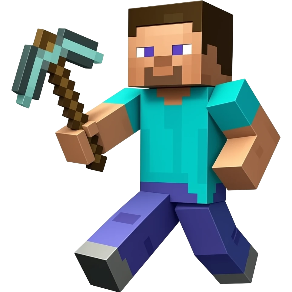 A Minecraft Steve holding diamond Pickaxe emoji