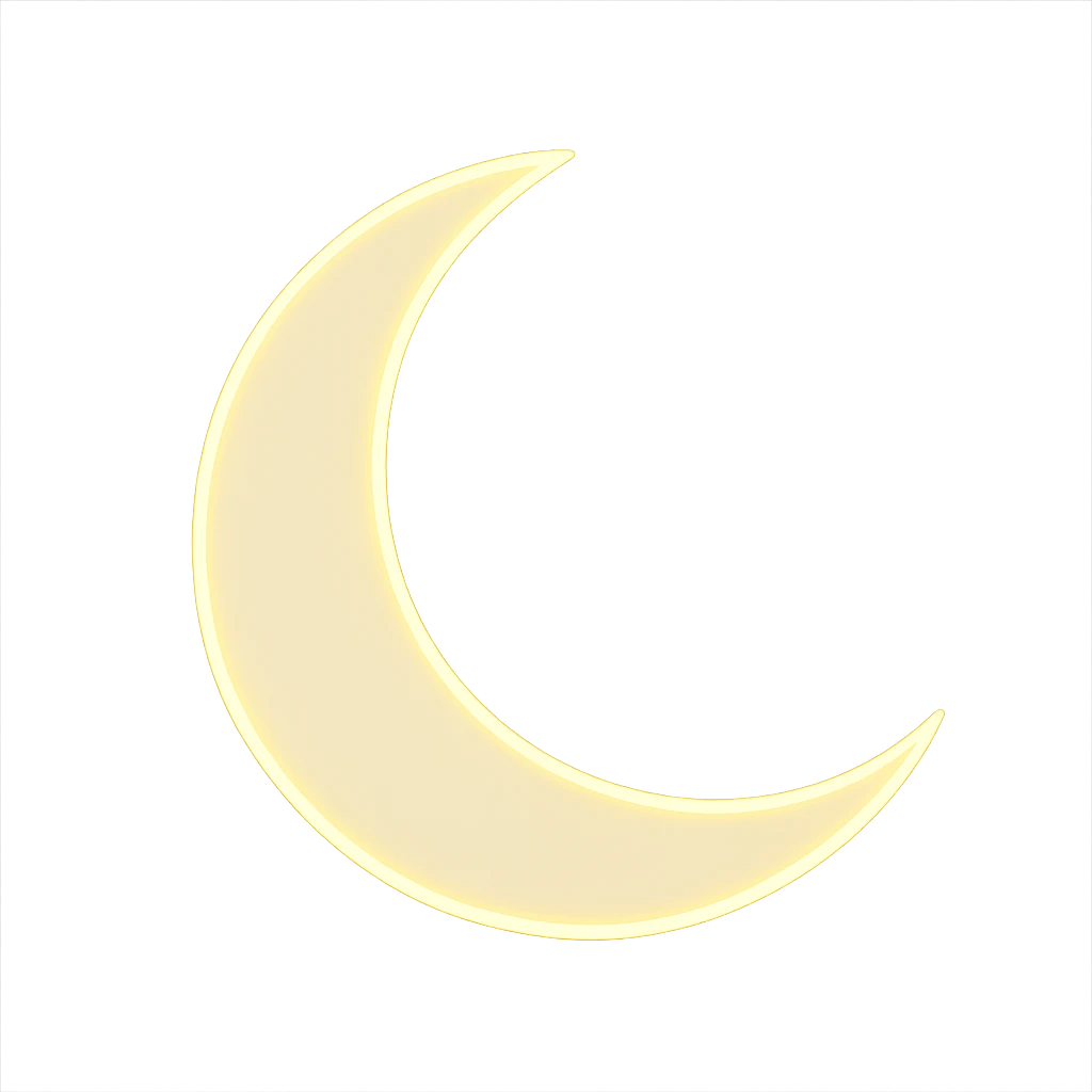 crescent moon, digital illustration emoji