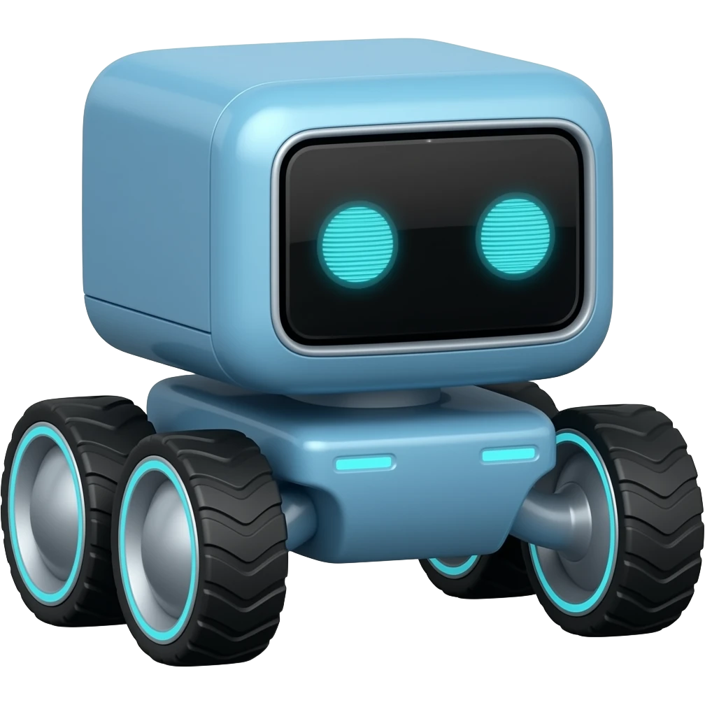 Delivery blue square with 6 wheels blue led eyes emoji