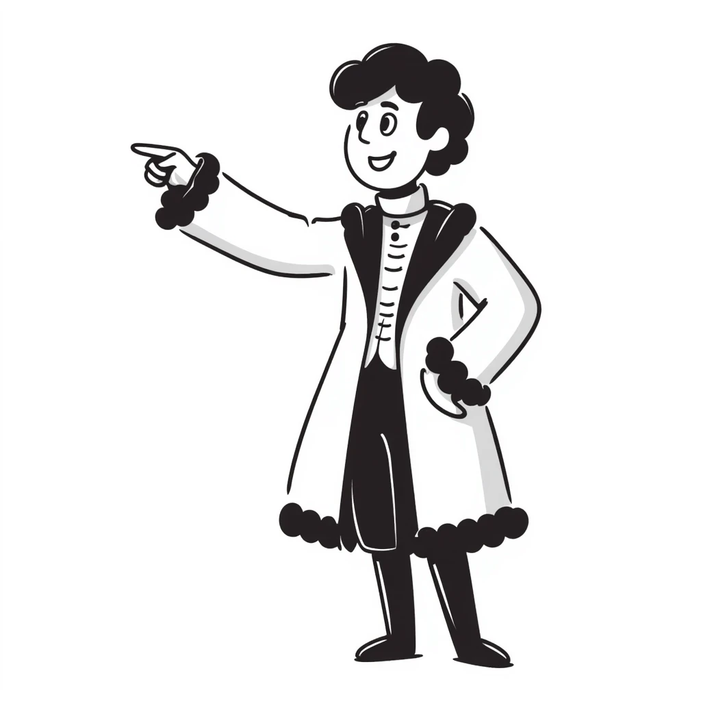 Historical figure Peter the Great in royal attire pointing to the right with his arm extended emoji