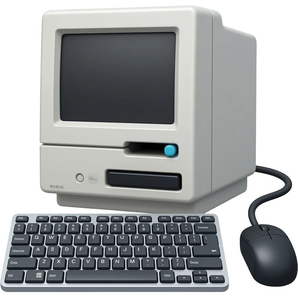 Una calculadora con disco duro, haciendo parecer que es una computadora, pero sin pantalla, agregale un mouse y un teclado emoji