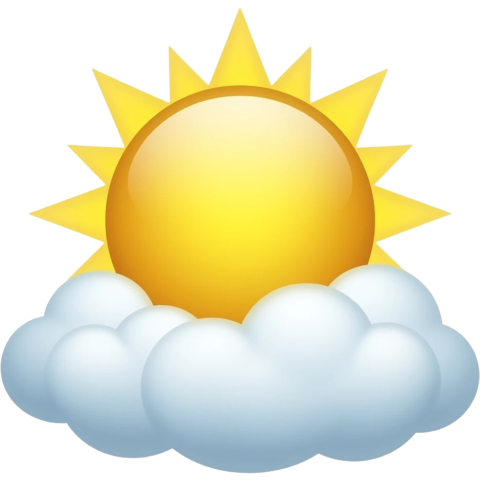 нарисуй реалистичное солнце в реалистичных облаках без поля в 3d ios стиле без рамки emoji