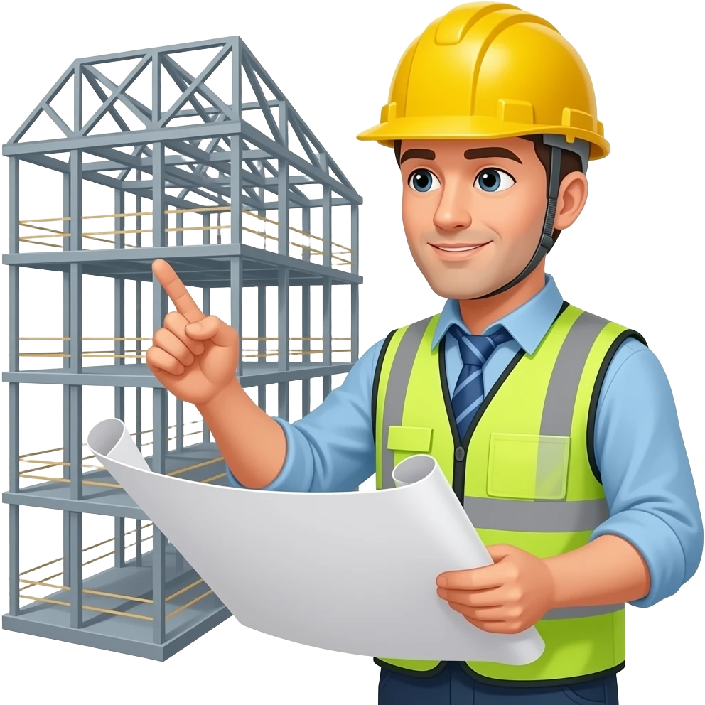 Ingeniero estructural con casco blamco emoji