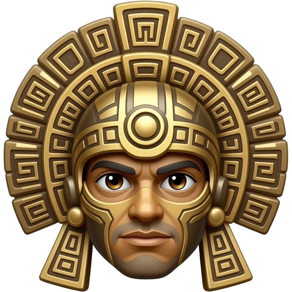 BROWN AND GOLD DECORATED AZTEC WARRIOR HEAD emoji
