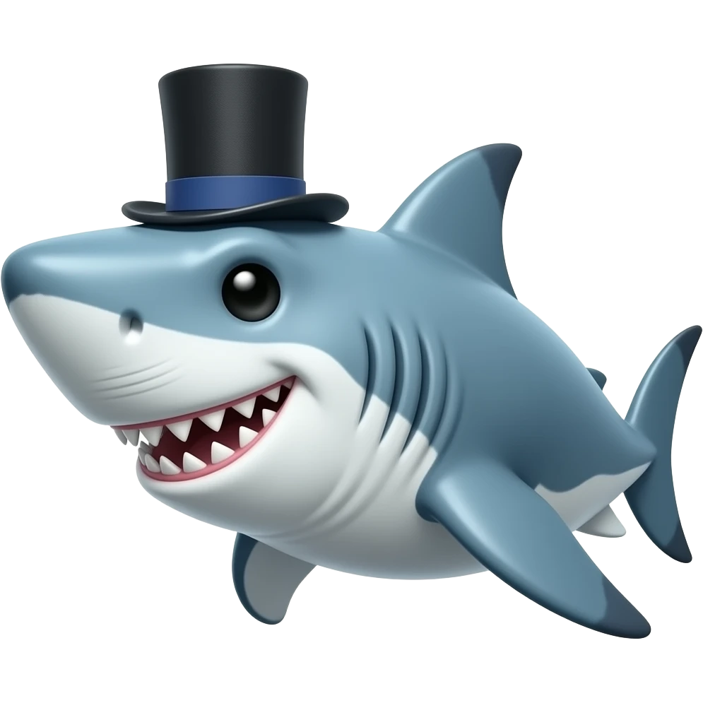 Shark with a top hat emoji