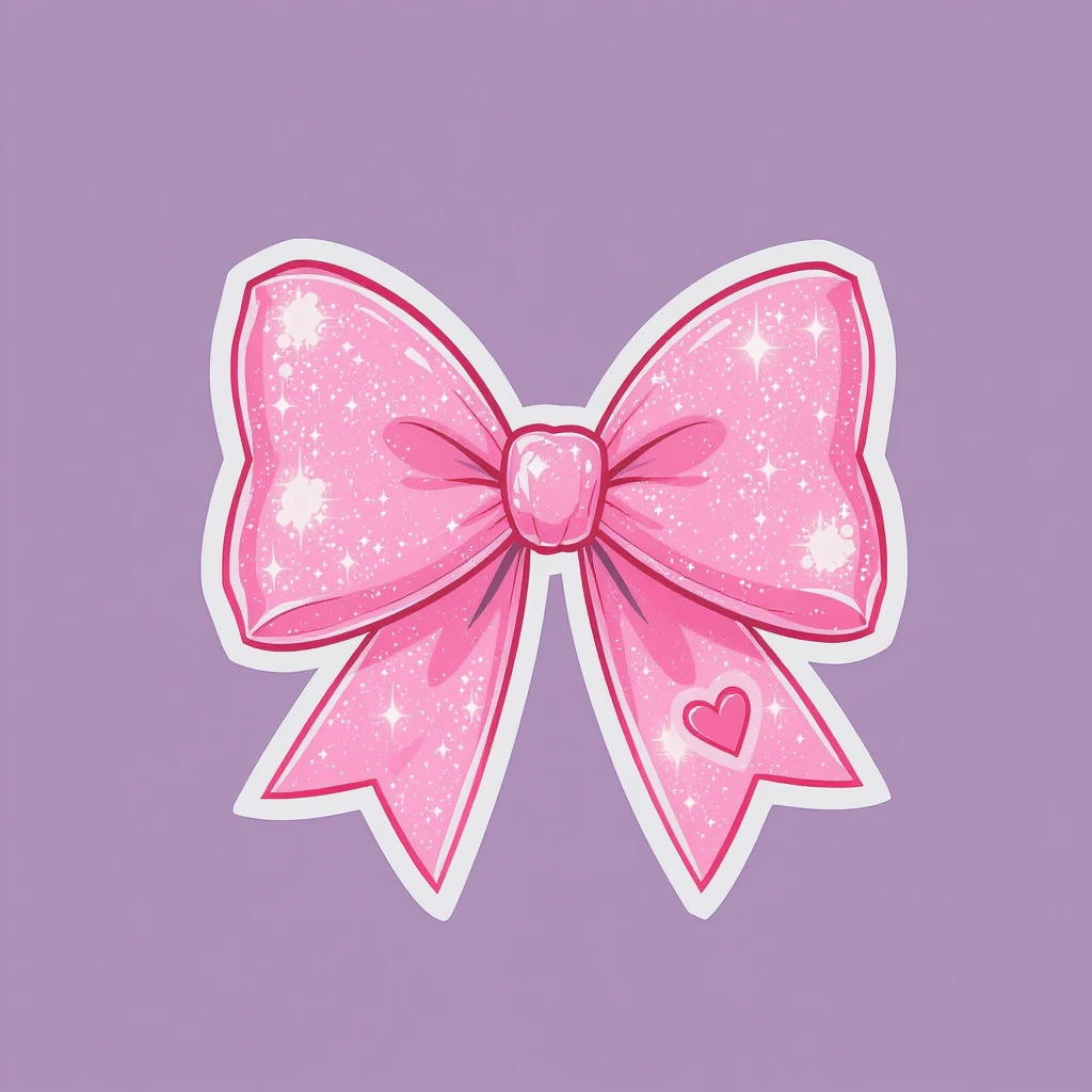 sakura bow, cute and shiny, with a heart accent, no background emoji