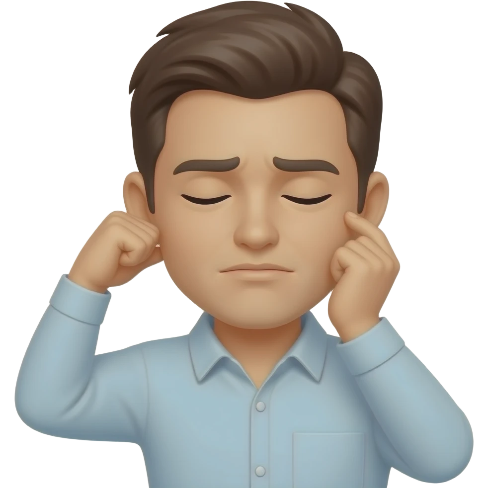 Holding ear tightly for apologies , eyes closed emoji