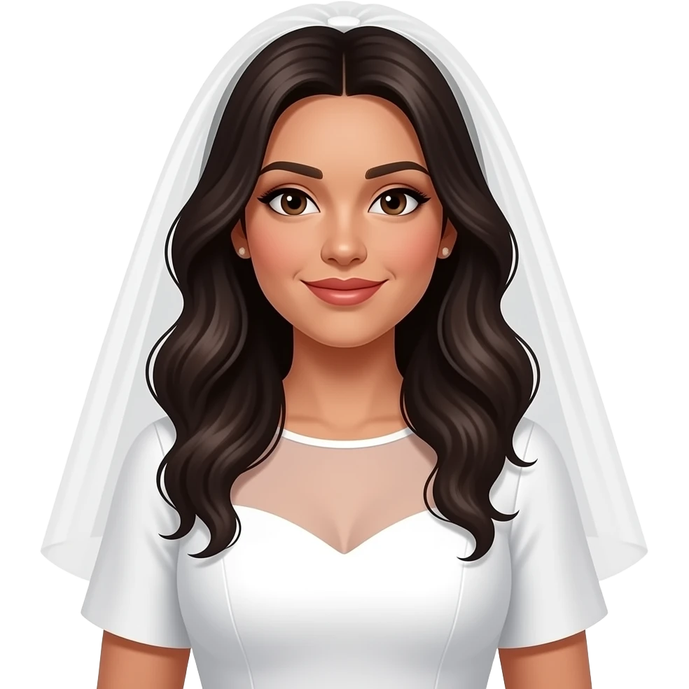 White half sleeve wedding dress Veil Full figured native long dark hair wavy hair emoji