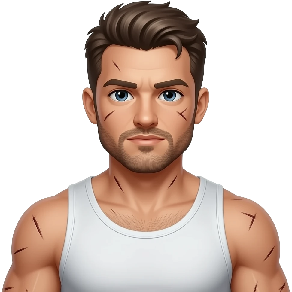 Yakışıklı sadece kası çizik erkek kaşı çizik emoji