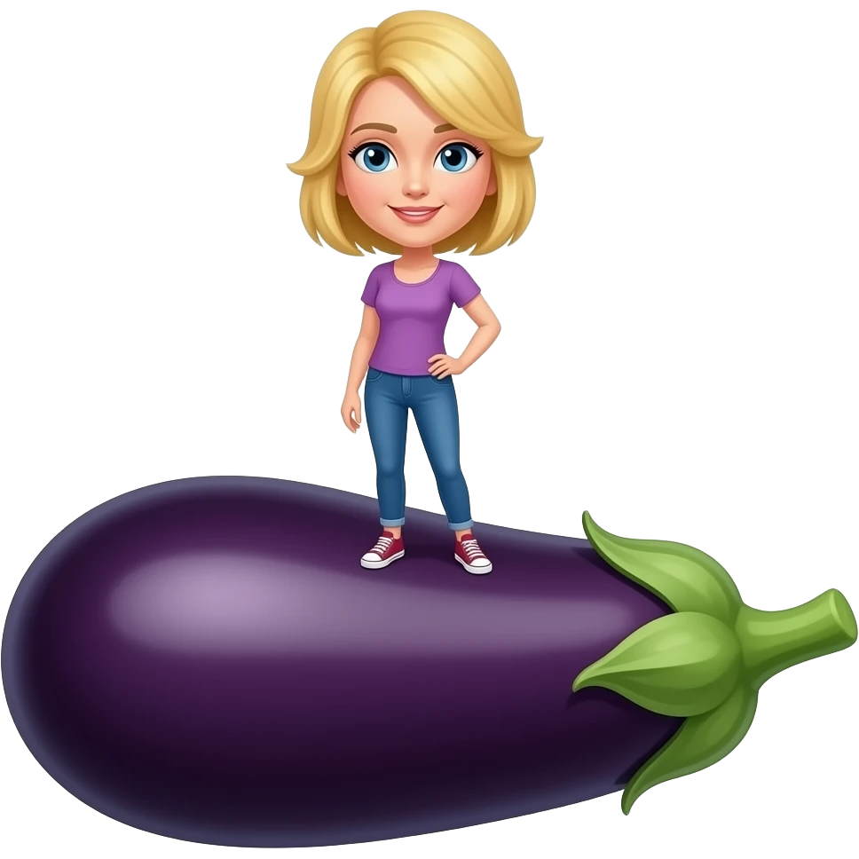 Blonde on top of eggplant emoji