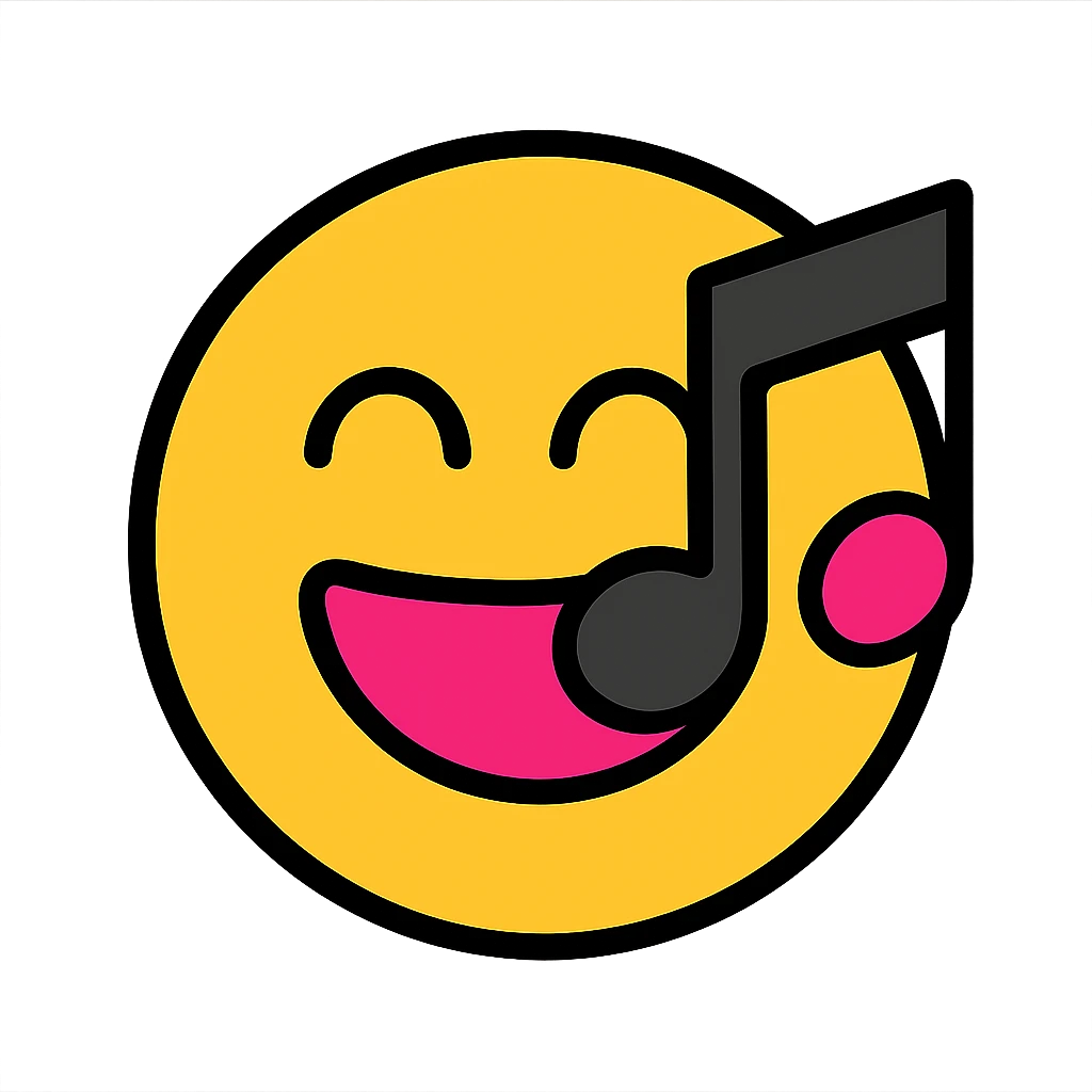 BLACKPINK-inspired emoji with black and pink music note, playful and energetic style emoji