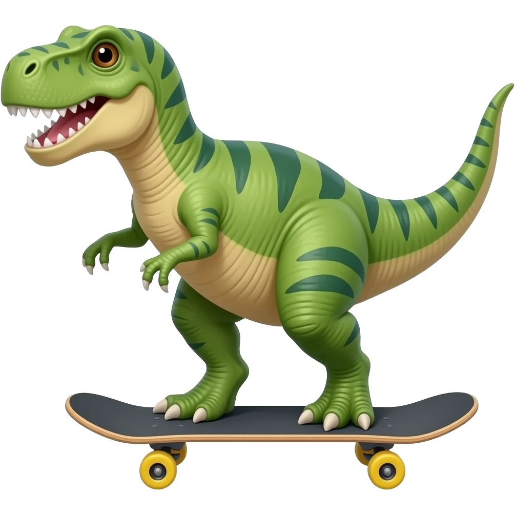 Dinosaur on a skateboard emoji
