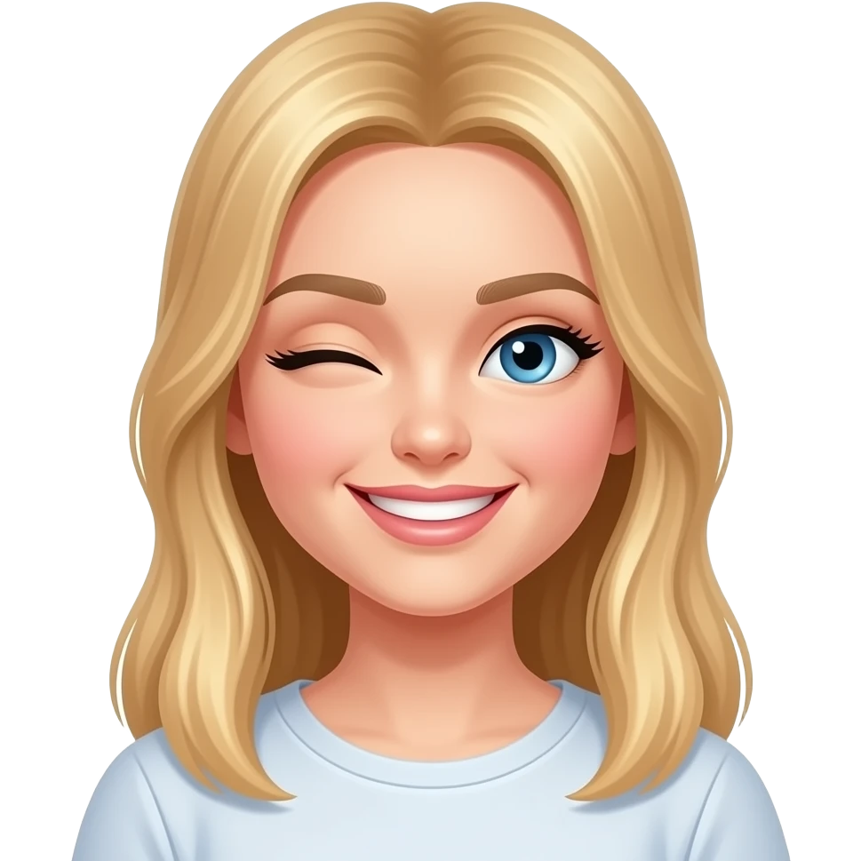 fai un set di emoji come soggetto una bella ragazza russa bionda capelli lisci lunghi e occhi chiari e ammiccando facendo l'occhiolino emoji