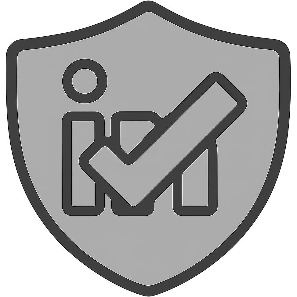 Change the badge color to grey, keep the checkmark and style the same, with no background. The style should remain consistent with the original images. emoji