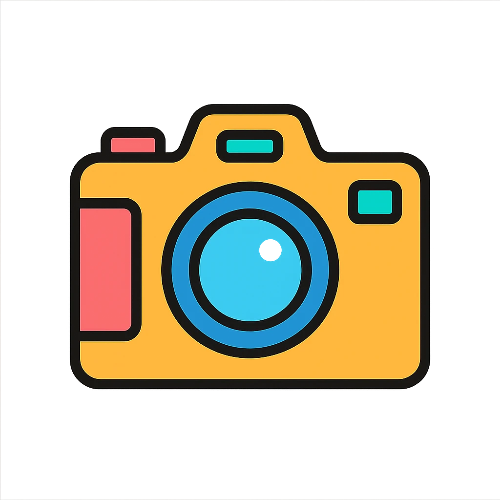 camera flat color icon with black outline emoji