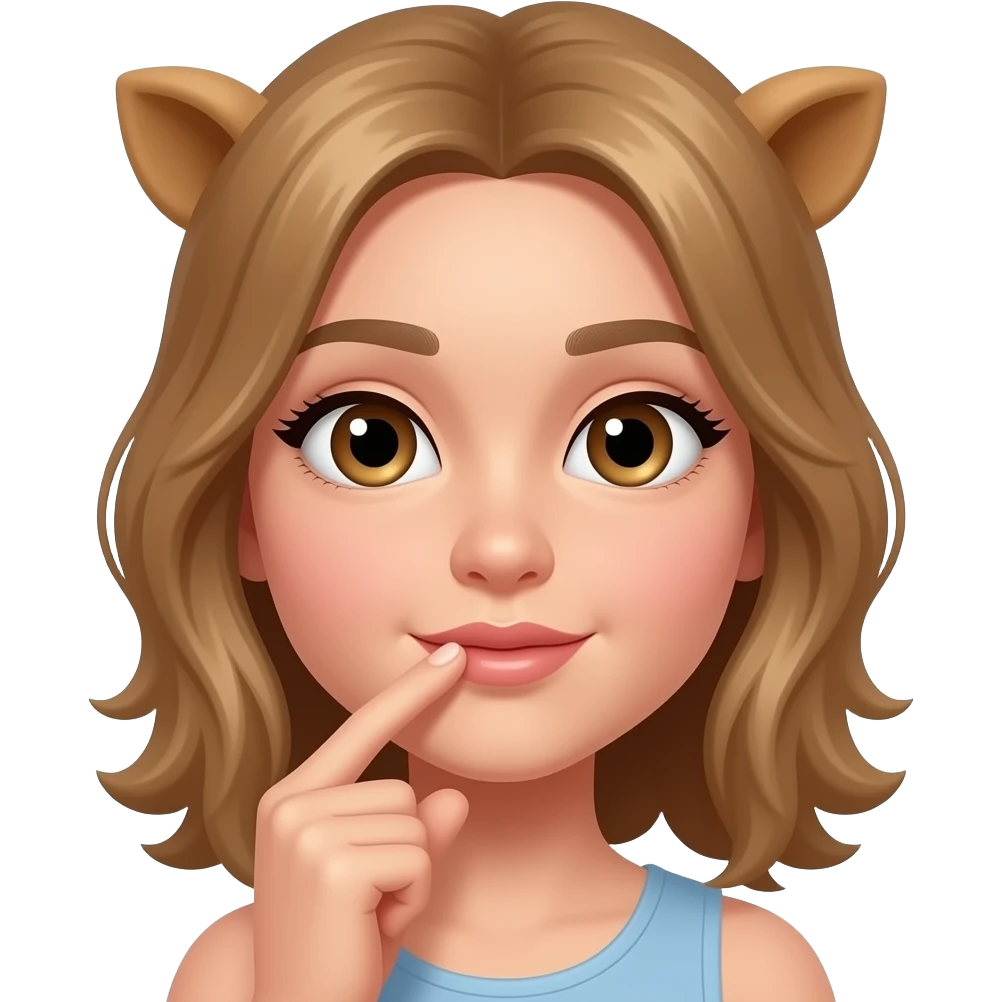 Girl playing with her camel toe emoji