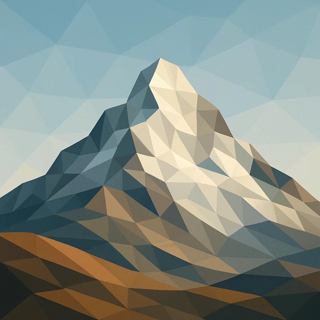 mountain, low-poly polygonal style, geometric and faceted emoji