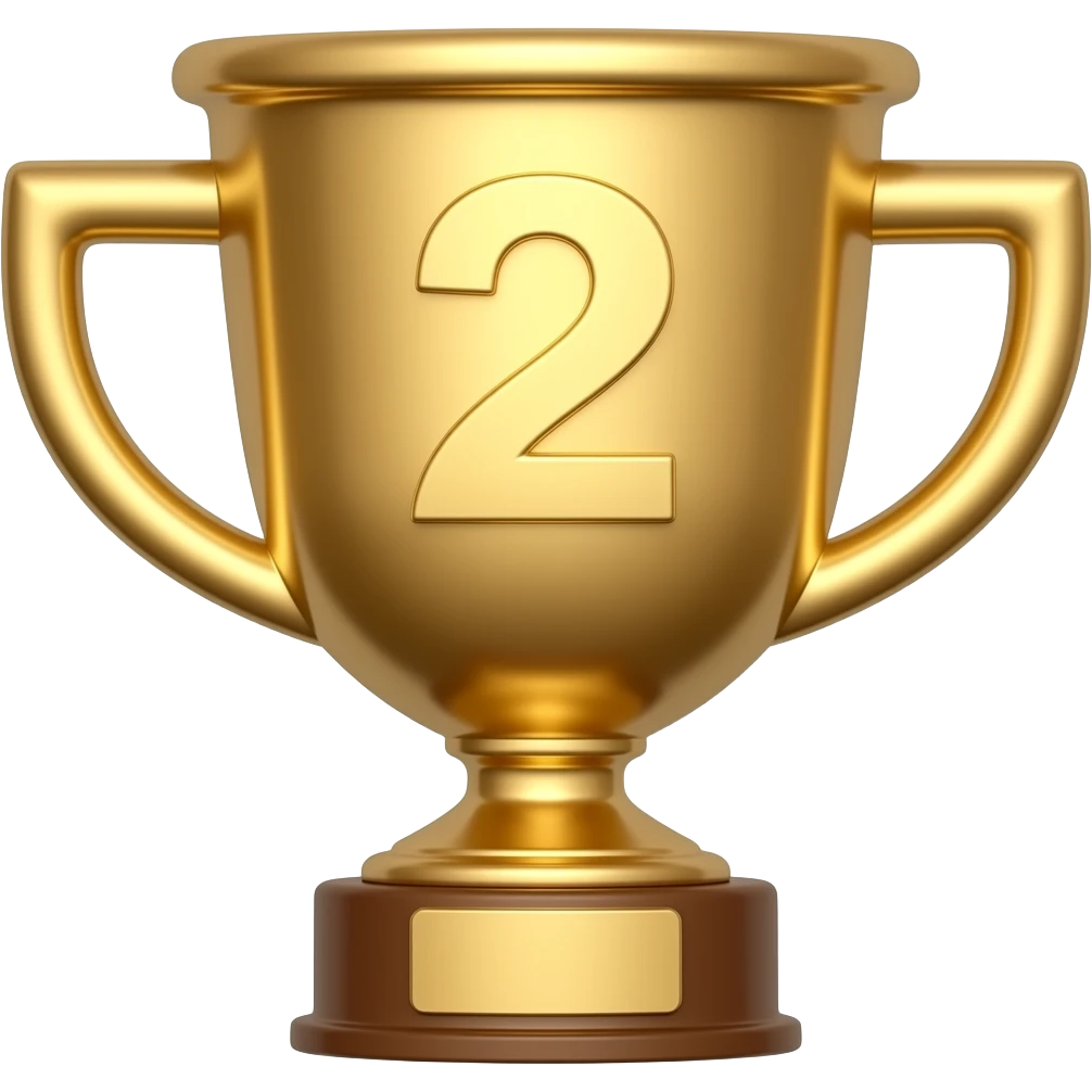 Emoji de una copa 🏆 de bronce de ganador con número 2 emoji