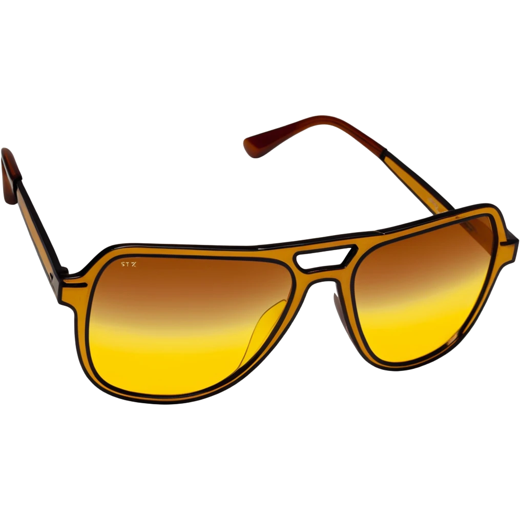 Vintage 70s sunglasses with yellow gradient lenses and thick brown plastic frames emoji