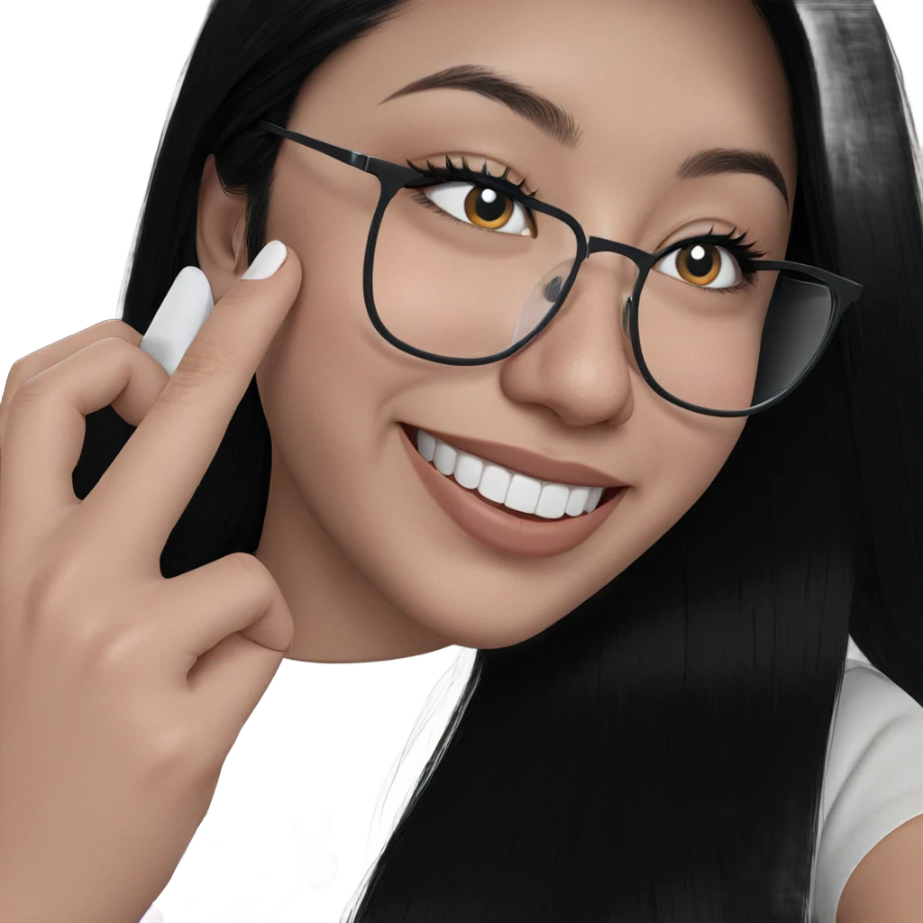 smiling girl with black hair emoji