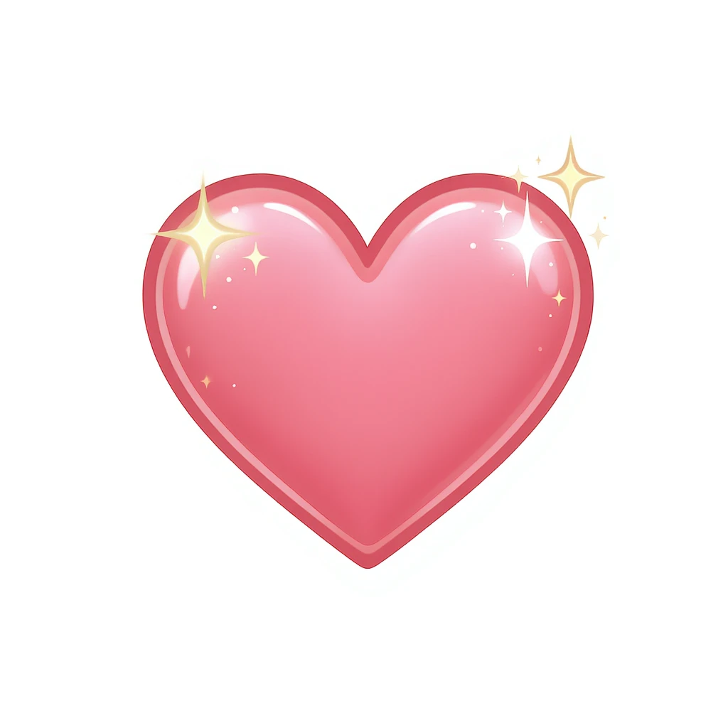 cute and shiny heart emoji with sparkles, no background emoji