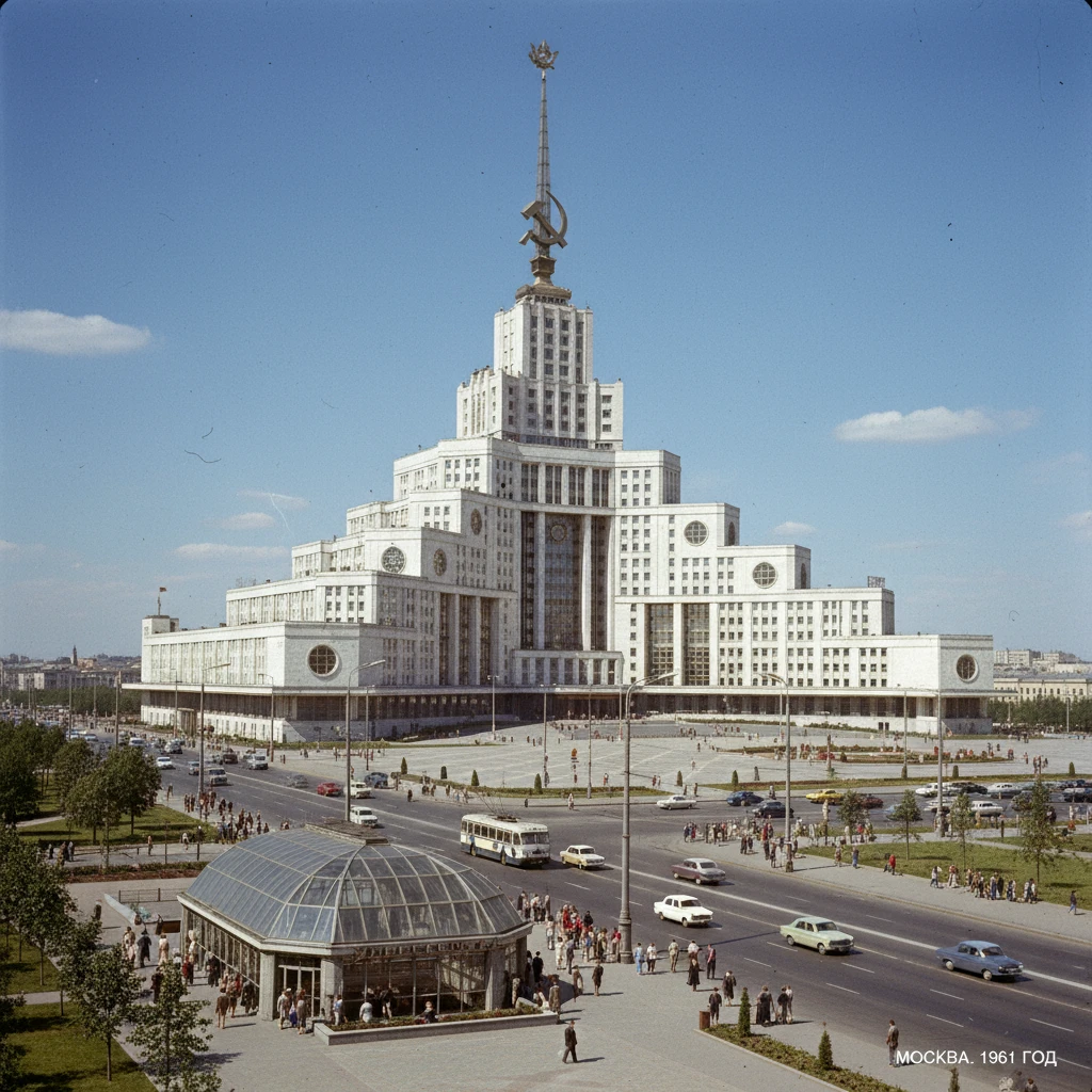 Новый Дворец Советов по плану 1961 года у метро Университет

Стиль - цветные архивные фото emoji