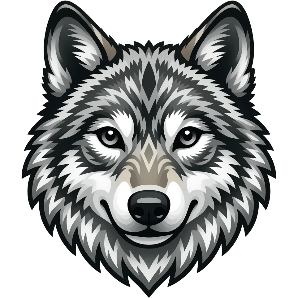Tribal wolf tattoo pattern icon emoji