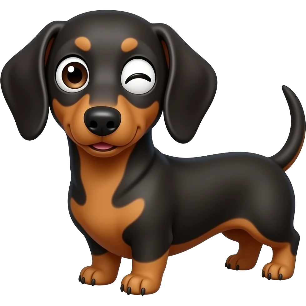 wink surprised dachshund wide eye full body emoji